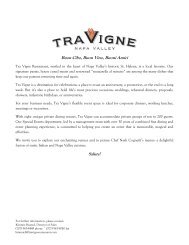 private dining menu - Tra Vigne