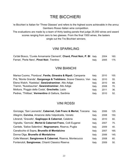 WINE LIST PDF - Tra Vigne