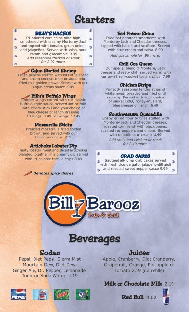 SPECIALS OF THE DAY - Billy Barooz Bar & Grill