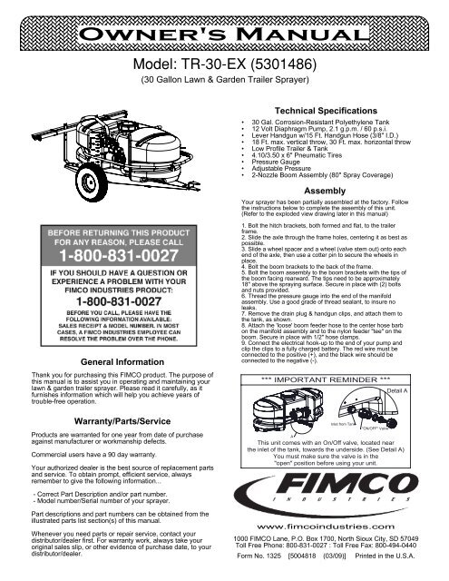 Owner's Manual - FIMCO Industries