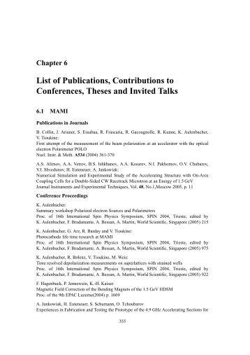 List of Publications, Contributions to Conferences, Theses and ...