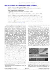 High-performance ZnO nanowire field effect transistors