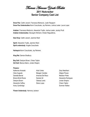 2011senior-cast-list.. - Thomas Armour Youth Ballet