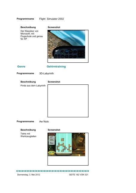 Programmliste - Alex' Homepage