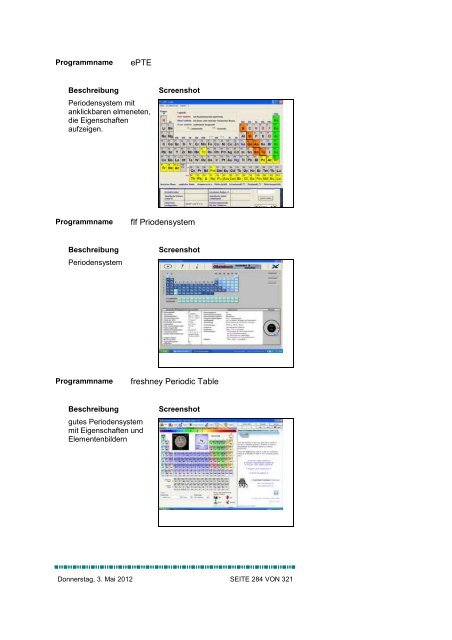 Programmliste - Alex' Homepage