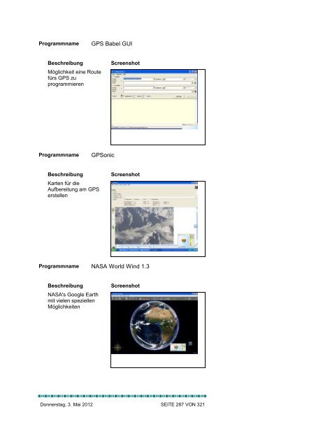 Programmliste - Alex' Homepage