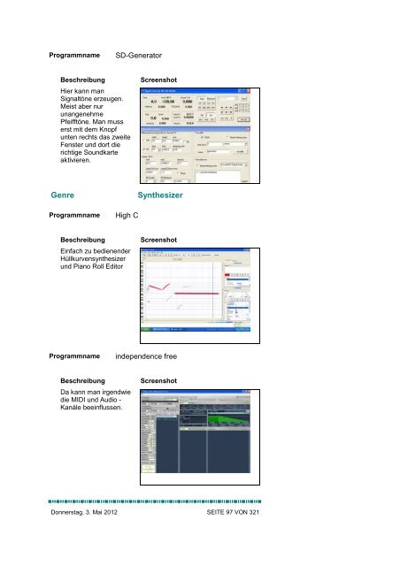 Programmliste - Alex' Homepage