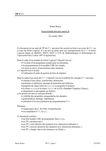 TP C++ - UFR MathÃ©matiques et Informatique