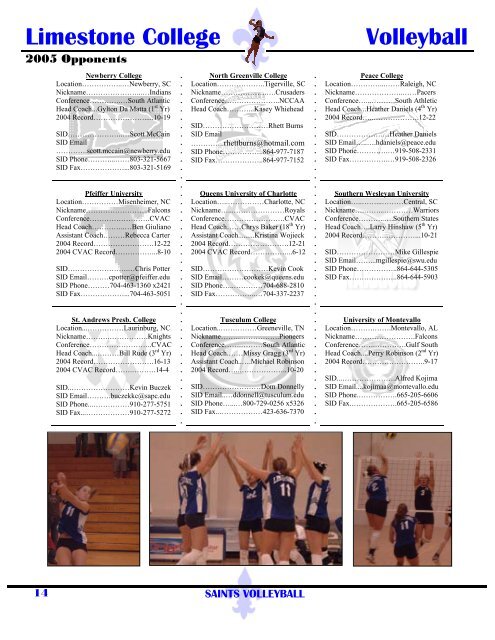 Media Guide - Limestone Athletics