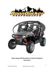 Polaris Ranger RZR Boondocker Turbo  Kit ... - BoonDocker Turbo Kits