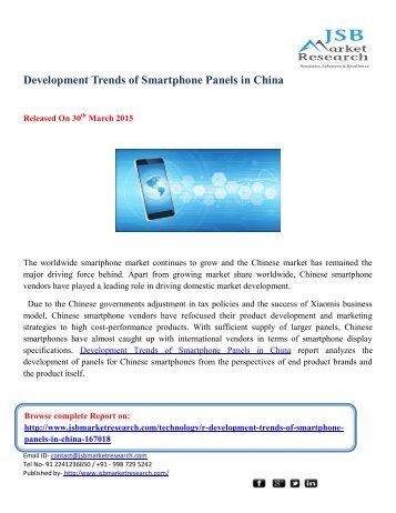 JSB Market Research: Development Trends of Smartphone Panels in China