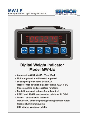 Digital Weight Indicator Model MW-LE - LOAD CELLS .com