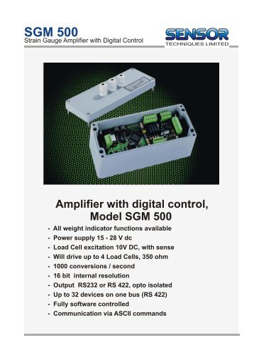 Amplifier with digital control, Model SGM 500 - LOAD CELLS .com