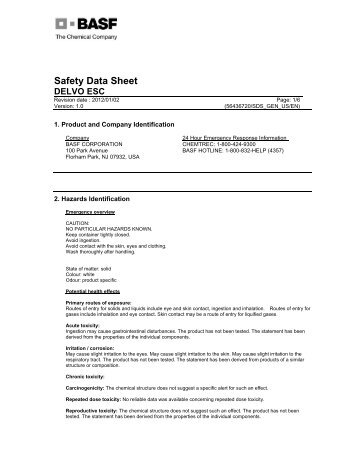 Material Safety Data Sheet DELVO ESC - Central Concrete