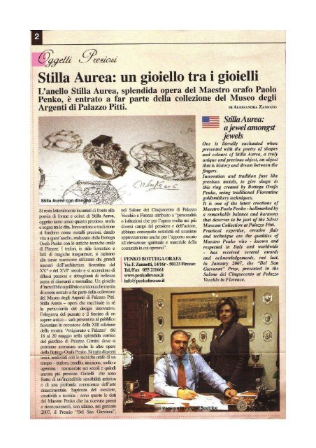 Stilla Aurea: un gioiello tra i gioielli - Paolo Penko Bottega Orafa
