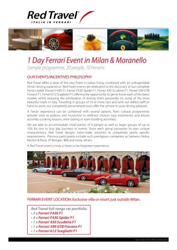 1 Day Ferrari Event in Milan & Maranello - Red Travel