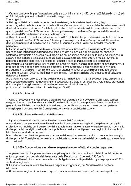 Decreto Legislativo 16 aprile 1994, n. 297 - Sogisnc.it