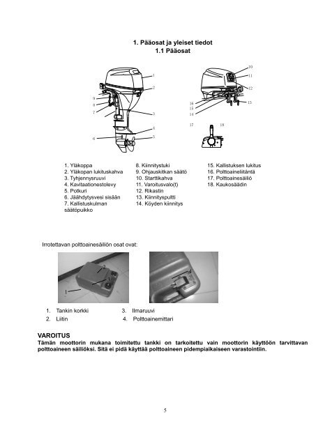 PERÃMOOTTORI Omistajan kÃ¤sikirja F15W (F9.9W) - Sailman