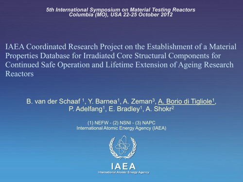 004 IAEA Coordinated Research Project on the Establishment of ...