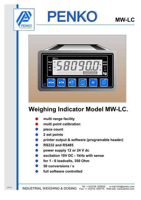 Weighing Indicator Model MW-LC. - RPI - M.Lysek