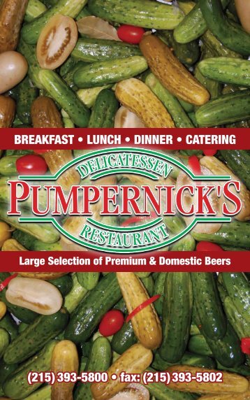 to download our entire menu in - Pumpernick's