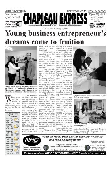 Young business entrepreneur's dreams come to fruition - Chapleau ...