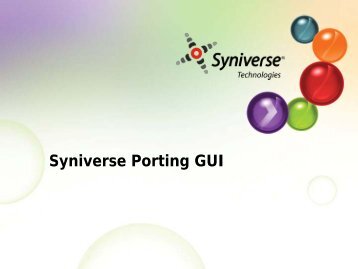 Syniverse Porting GUI