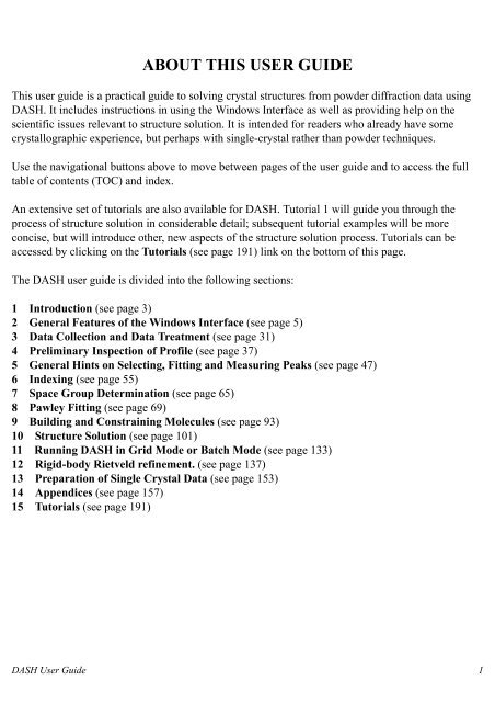 DASH User Guide - The Cambridge Crystallographic Data Centre