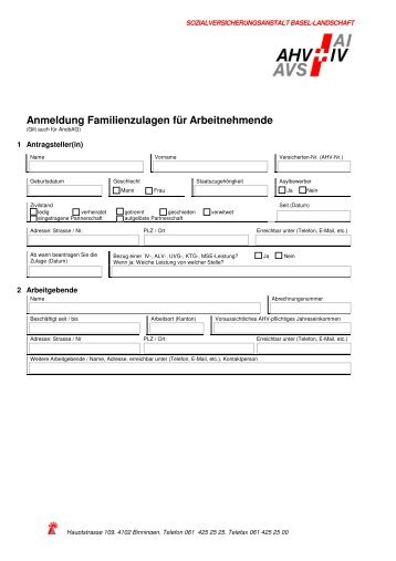 Anmeldung Familienzulagen fÃ¼r Arbeitnehmende - SVA-BL