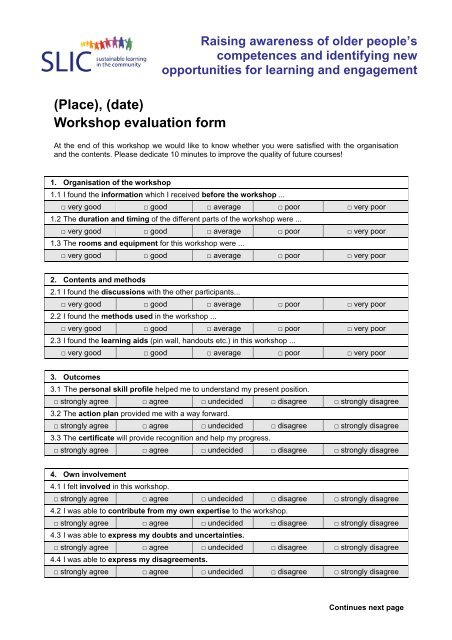 Form workshop evaluation 5 Best
