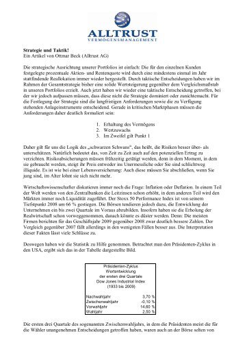 Strategie und Taktik! Ein Artikel von Ottmar Beck (Alltrust AG) Die ...
