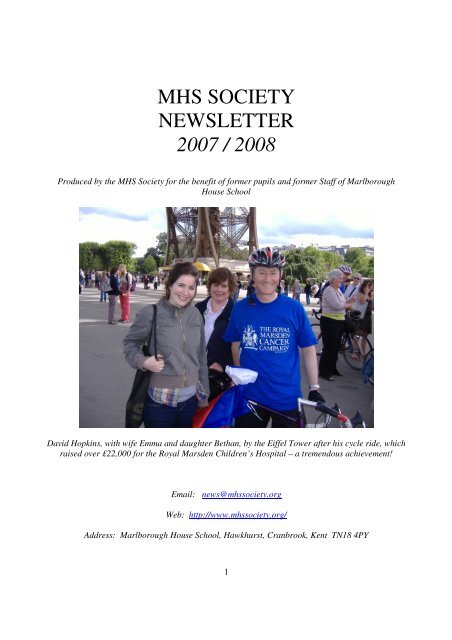mhs society newsletter 2007 / 2008 - Marlborough House School