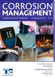 In this issue: - the Institute of Corrosion