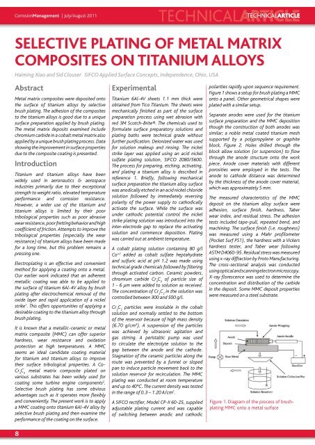 In this issue: - the Institute of Corrosion