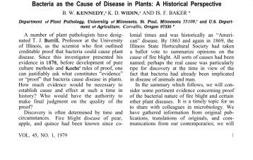 Bacteria as the Cause of Disease in Plants: A Historical Perspective