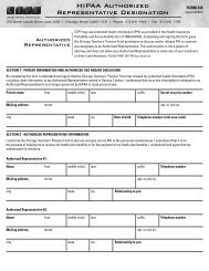 CTPF Form 345, HIPAA Authorized Representative Designation.