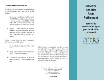 Survivor Benefits After Retirement - OCERS