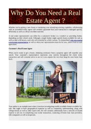 Why Do You Need a Real Estate Agent ?