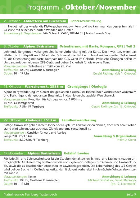 Sommerprogramm 2011 - Naturfreunde Ternberg