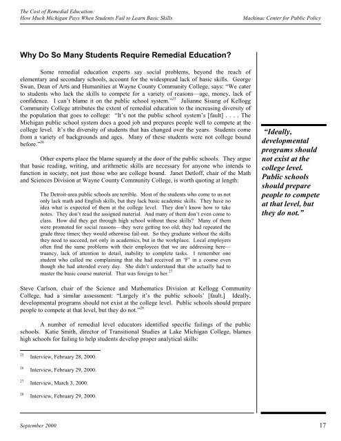 The Cost of Remedial Education - Mackinac Center