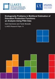 Endogeneity Problems in Multilevel Estimation of Education ... - llakes