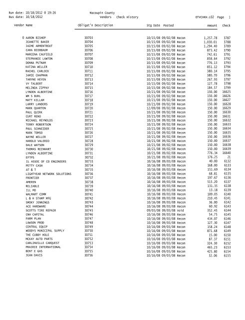 10/18/2012 @ 19:26 Bus date - Macoupin Code