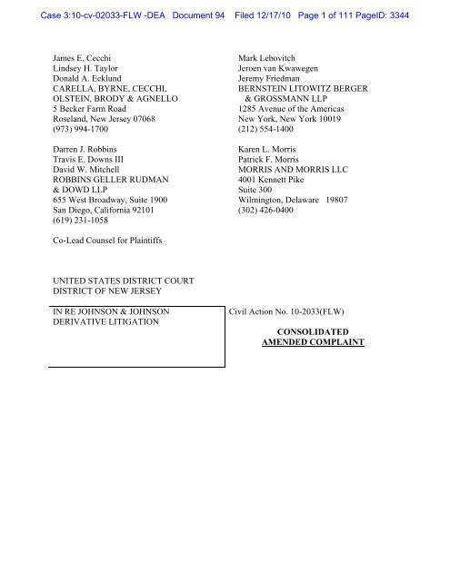 December 17 2010 Consolidated Amended Complaint Bernstein