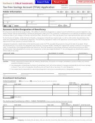 Tax-Free Savings Account (TFSA) Application - NEI Investments