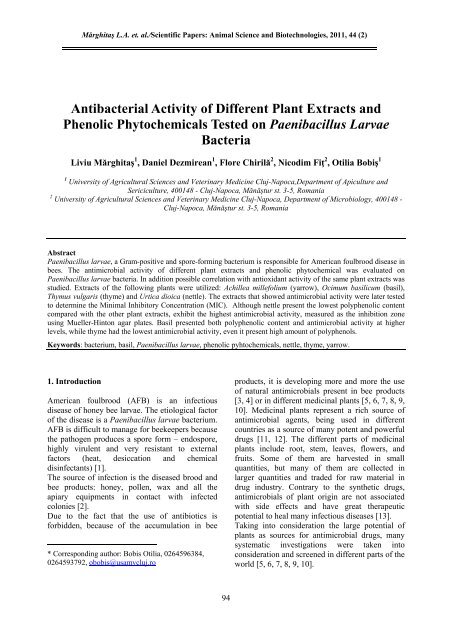 Antibacterial Activity of Different Plant Extracts and Phenolic ...