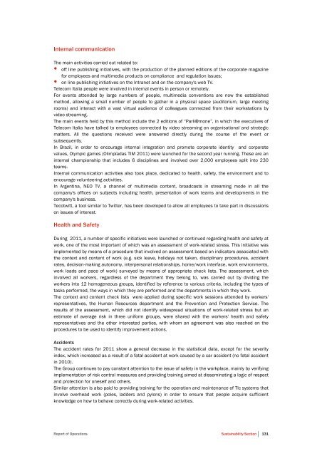 to download Telecom Italia Annual Report 2011 - Company Reporting