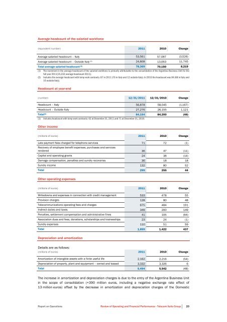 to download Telecom Italia Annual Report 2011 - Company Reporting