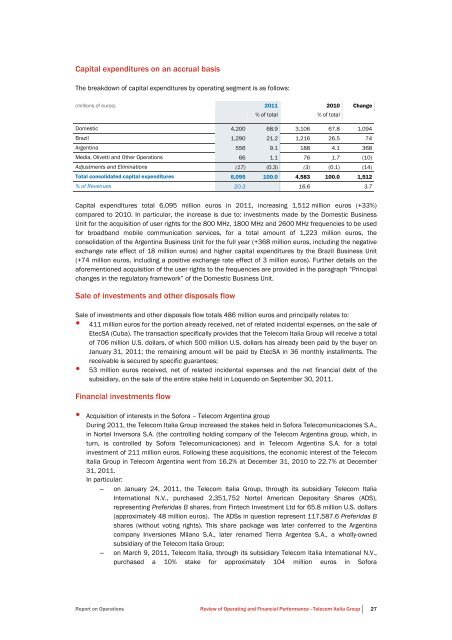 to download Telecom Italia Annual Report 2011 - Company Reporting