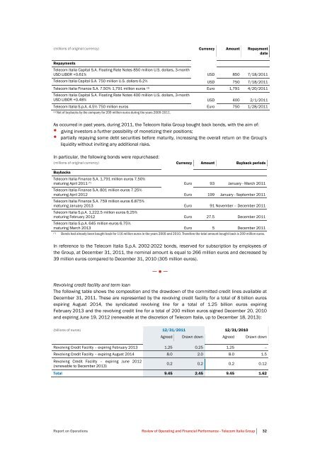 to download Telecom Italia Annual Report 2011 - Company Reporting