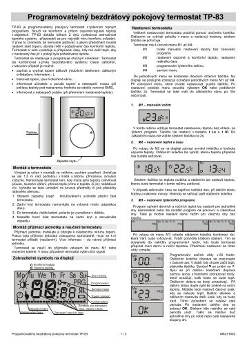 ProgramovatelnÃ½ bezdrÃ¡tovÃ½ pokojovÃ½ termostat TP-83